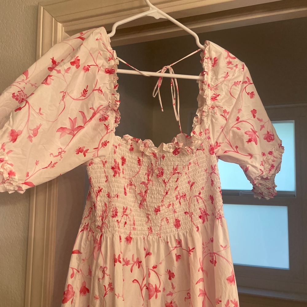 Hill House floral dress in white/pink L